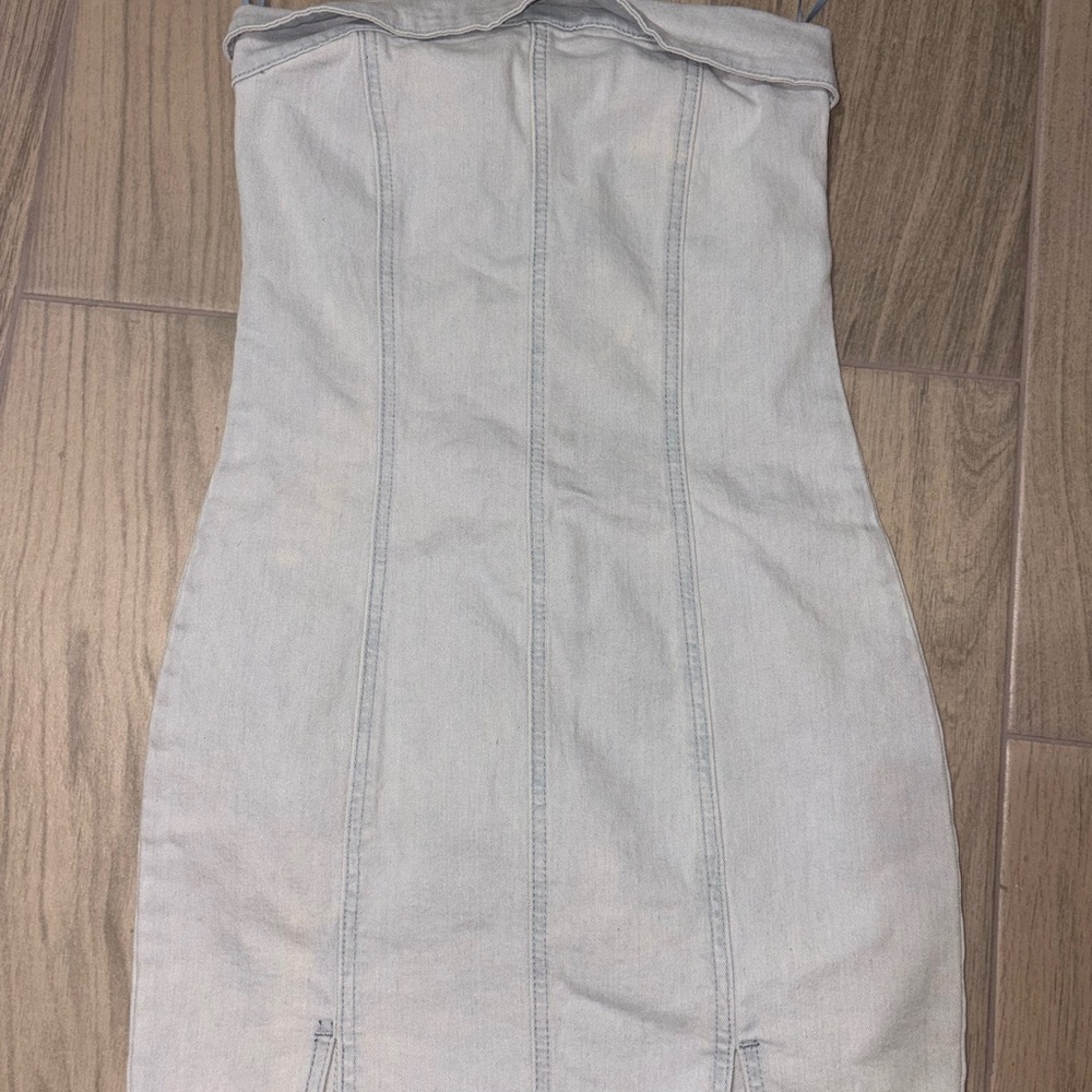 Light Blue Strapless Denim Dress
